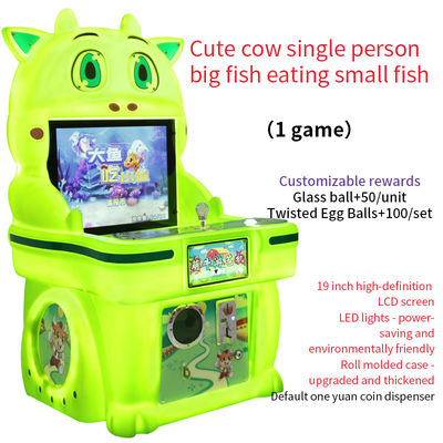 Süße Kuh Einzelspieler Münzbetrieb großer Fisch, der kleine Fische isst Spielmaschine 19 Zoll