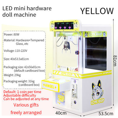 Gelbe Münzbetriebene LED-Desktop-Hardware Klauen Arcade-Maschine