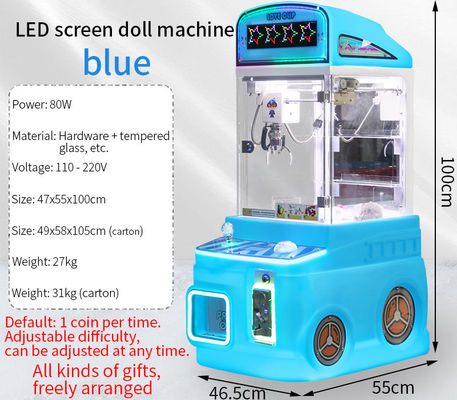 Blaue benutzerdefinierte Kinderspielmaschine Münzbetriebene Plush Toy Arcade-Spiel