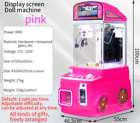Mini-Arcade Mini-Greifarm-Maschine Pink mit Display-Bildschirm Münzbetriebener Spielzeug-Verkaufsautomat